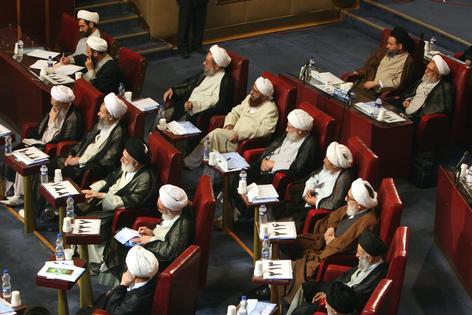 Members of Iran’s Assembly of Experts attend a session of the assembly in Tehran on Sept. 4, 2007.
              AP Photo/Vahid Salemi