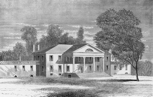 Exterior view of Montpelier, the home of President James Madison, in Orange, Va., in the early 1800s.
              Kean Collection/Getty Images