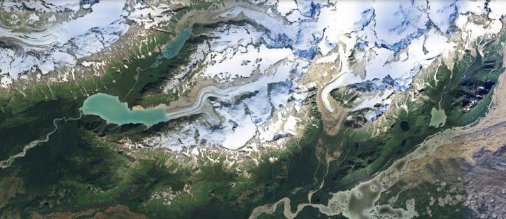 A study explored the evolution of several glacial lakes near Bering Glacier, Alaska. Google Earth, AirbusMaxar Technologies, CNES/Airbus
