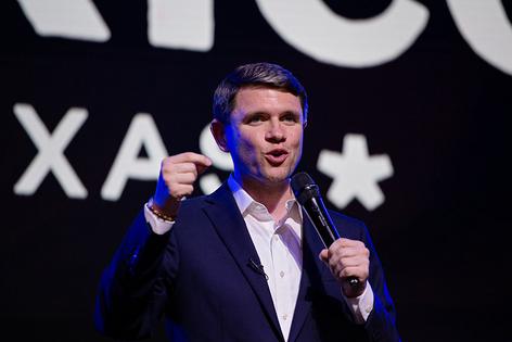 HOUSTON, TEXAS - MARCH 02: Texas Senate candidate James Talarico (D-TX) speaks at a campaign rally on March 2, 2026 in Houston, Texas. Talarico is visiting various locations around the state in the lead up to tomorrow's primaries. (Photo by Danielle Villasana/Getty Images)
