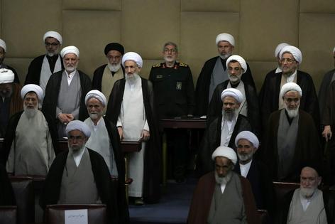 Members of Iran’s Assembly of Experts meet after an election that decided the composition of the new assembly in May 2024.
              AP Photo/Vahid Salemi