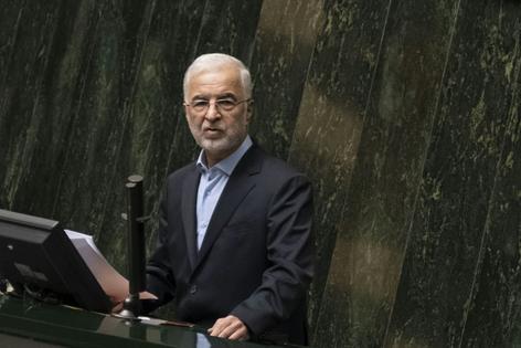 A commander of the Islamic Revolutionary Guard Corps, Eskandar Momeni speaks to lawmakers in the Iranian Parliament in Tehran on Aug. 20, 2024.
Morteza Nikoubazl/NurPhoto via Getty Image