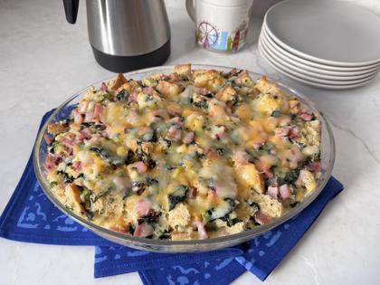 A savory bread pudding proves just right for an Easter brunch or anytime light supper. (JeanMarie Brownson/TCA)