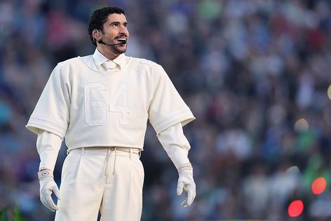 SANTA CLARA, CALIFORNIA - FEBRUARY 08: Bad Bunny performs onstage during the Apple Music Super Bowl LX Halftime Show at Levi's Stadium on February 08, 2026 in Santa Clara, California. (Photo by Kevin C. Cox/Getty Images)
