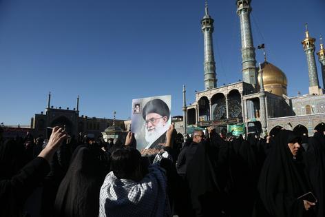 Iranians mourn the death of Khamenei in a U.S. attack during a demonstration at the Hazrat Masumeh shrine in the city of Qom, Iran, on March 1, 2026.
Stringer/Anadolu via Getty Images