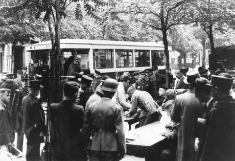 French police in Paris round up Jewish residents on Aug. 20, 1941. Over the next few years, tens of thousands were sent to the Drancy internment camp, then to Auschwitz.
              Keystone-France/Gamma-Rapho via Getty Images