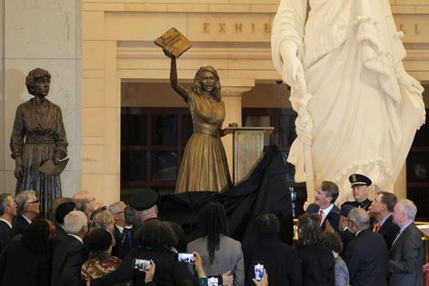 A statue of civil rights activist Barbara Rose Johns is unveiled in Emancipation Hall at the U.S. Capitol on Dec. 16, 2025, in Washington.  Chip Somodevilla/Getty Images