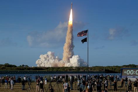 NASA's 322-foot-tall Artemis II Space Launch System rocket and Orion spacecraft lifts off from Launch Complex 39B at Kennedy Space Center on April 1, 2026 in Cape Canaveral, Florida. (Chip Somodevilla/Getty Images/TCA)
