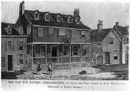 The Tun Tavern was a popular hangout for Philadelphia Freemasons and other political brass in the late 1700s.
              Albert Moerk/Library of Congress