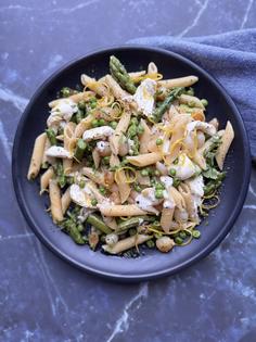 Pasta with Burrata, Lemon and Spring Vegetables. (JeanMarieBrownson/TCA)