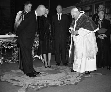President Dwight Eisenhower with Pope John XXIII on Dec. 6, 1959, at the Vatican.
              AP Photo