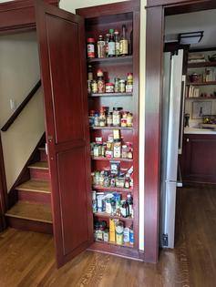 This spice storage concept is only 115 years old! The architect or custom builder made use of otherwise wasted space. (Tim Carter/Tribune Content Agency). TNS