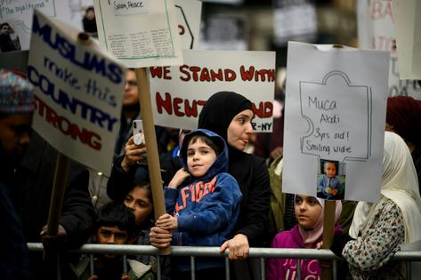 Demonstrators in New York City take part in a protest against growing Islamophobia in March 2019.    Johannes Eisele/AFP via Getty Image