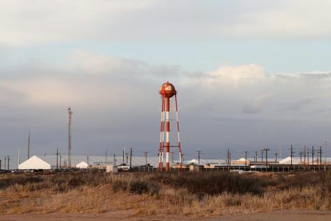 Hardened tents are seen at the Camp East Montana immigrant detention center near El Paso, Texas, on Feb. 13, 2026.
              AP Photo/Morgan Lee