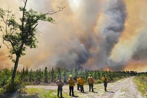 Fire crews responded to dozens of wildfires burning in Georgia and northern Florida on April 23, 2026. Georgia Department of Natural Resources via AP