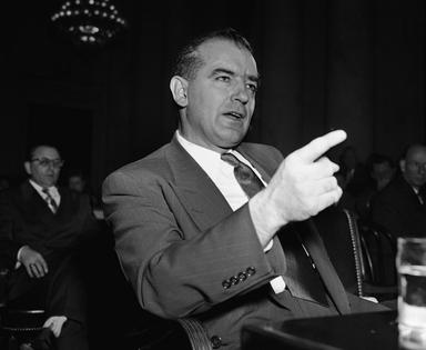 Sen. Joseph McCarthy appears at a March 1950 hearing on his charges of communist infiltration at the State Department.
              AP Photo/Herbert K. White