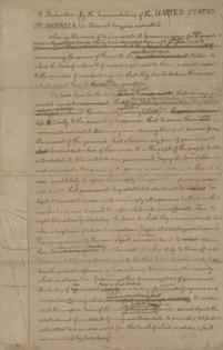 The first page of Thomas Jefferson’s rough draft of the Declaration of Independence.
              U.S. Library of Congress via Wikimedia Commons