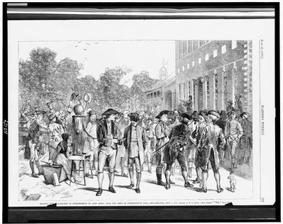 An 1876 illustration from Harper’s Weekly depicts John Nixon reading the Declaration of Independence in Philadelphia on July 8, 1776.
              U.S. Library of Congress via Wikimedia Commons