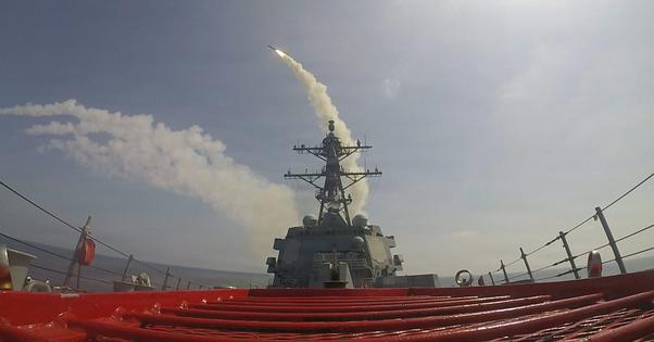 The guided-missile destroyer USS Frank E. Petersen Jr. fires a Tomahawk missile during Operation Epic Fury on Feb. 28, 2026.  U.S. Navy via AP