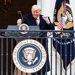 Bang Showbiz / US President Donald Trump dancing.
