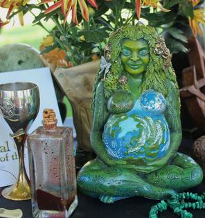 Mother Earth figurine on a modern Wiccan altar.
              Amber Avalona, CC0, via Wikimedia Commons, CC BY