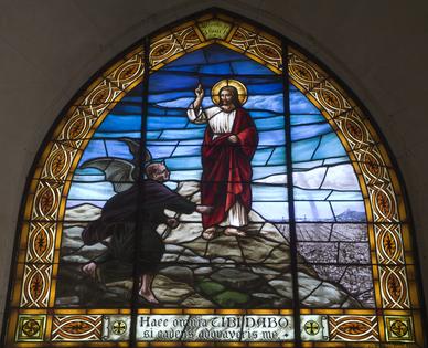 Barcelona - temptation of Christ from church Sagrad cor de Jesus. Dreamstime/TCA