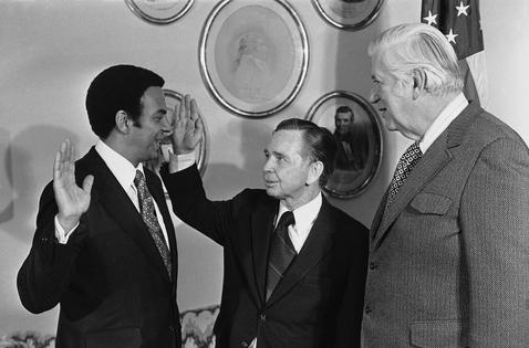 In 1972, Andrew Young, left, was the first Black person to be elected to Congress from the deep South since Reconstruction.
              AP Photo