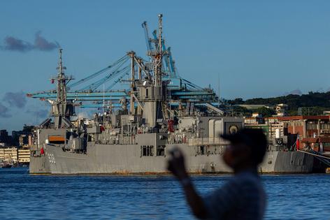Taiwanese navy warships anchored in Keelung, Taiwan.
              Annabelle Chih/Getty Images
