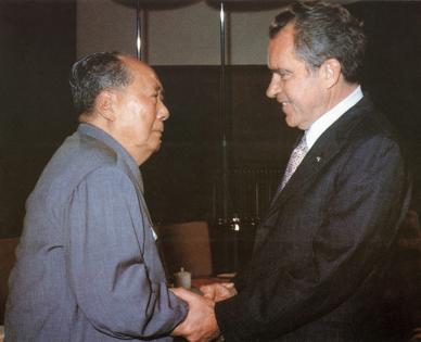 Chinese Communist Party Chairman Mao Zedong welcomes U.S. President Richard Nixon to his house in Beijing in 1972.
              AFP via Getty Images