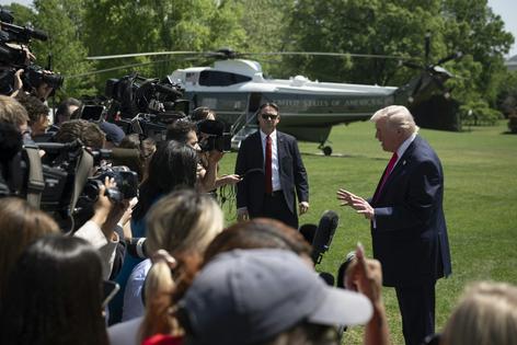 President Trump often stops to speak off the cuff with the press. Celal Gunes/Anadolu via Getty Images