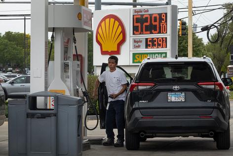 MOUNT PROSPECT, ILLINOIS - MAY 21: Gas prices are displayed at a Shell gas station on May 21, 2026 in Mount Prospect, Illinois. According to AAA, the national average gas price for regular gas is $4.56 per gallon for the Memorial Day weekend, the highest in four years and up 54 cents from last month. (Photo by Scott Olson/Getty Images)