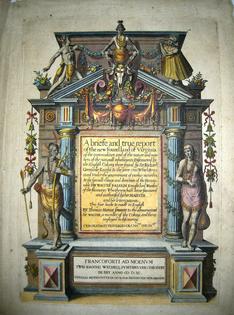 The title page of the 1590 edition of Theodor de Bry’s ‘A Briefe and True Report of the Newfound Land of Virginia.’
Livinncary/Wikimedia Commons, CC BY-SA