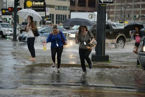 In heavy downpours, it can be harder for water to sink into the ground. John Leyba/The Denver Post via Getty Images