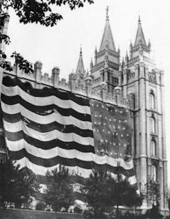 An American flag draped over the Salt Lake Temple in 1896, the year Utah became a state.
              Charles Ellis Johnson/Wikimedia Commons