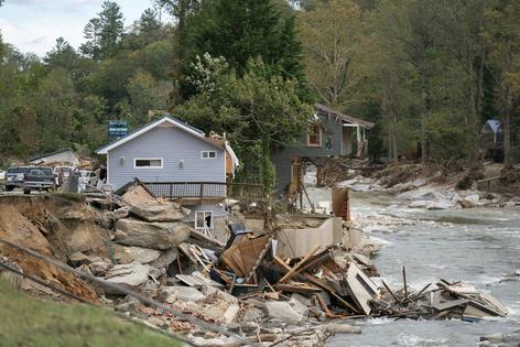 Many homes along creeks and rivers in western North Carolina were devastated by flooding from the remnants of Hurricane Helene in 2024.
Sean Rayford/Getty Images