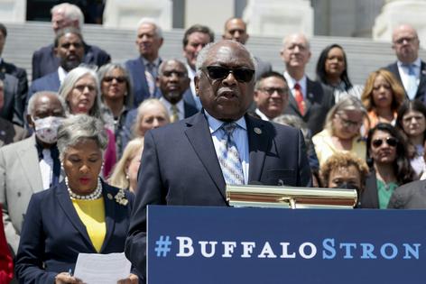 House Majority Whip Jim Clyburn delivers remarks on the mass shooting at the Tops Grocery Store in Buffalo, N.Y., and the rise in replacement theory rhetoric, on May 19, 2022, in Washington, D.C.
Anna Moneymaker/Getty Images