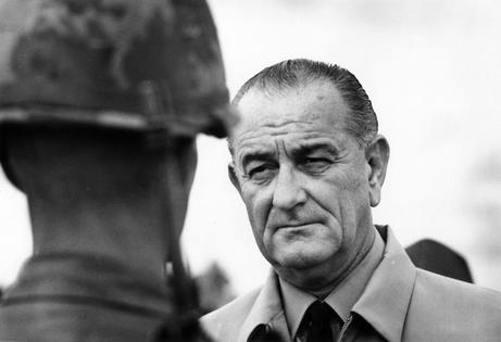 A draft protester was convicted after declaring in 1966, ‘If they ever make me carry a rifle, the first man I want to get in my sights is L.B.J.’ His conviction was overturned by the Supreme Court.
              Yoichi Okamoto/PhotoQuest/Getty Images