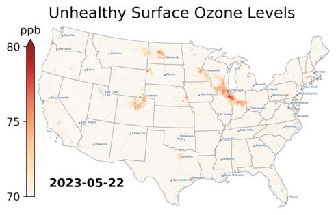 Smoke reached far into the U.S. during Canada’s destructive 2023 wildfire season, as these measures of ground-level ozone over three weeks that summer show.
              Weizhi Deng, CC BY-ND