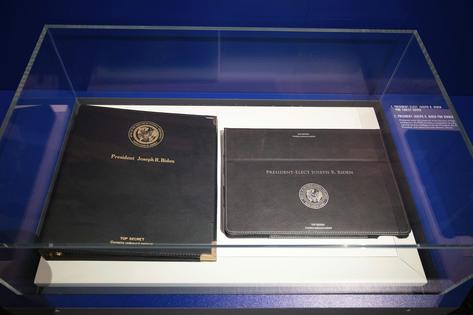 A display showing the covers of the President’s Daily Brief at the Central Intelligence Agency’s museum in the headquarters building in Langley, Va., on Sept. 24, 2022.
AP Photo/Kevin Wolf