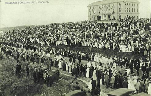 People observe the National Eucharistic Congress, a gathering for Catholics, in Cincinnati in 1911.
Wikimedia Commons