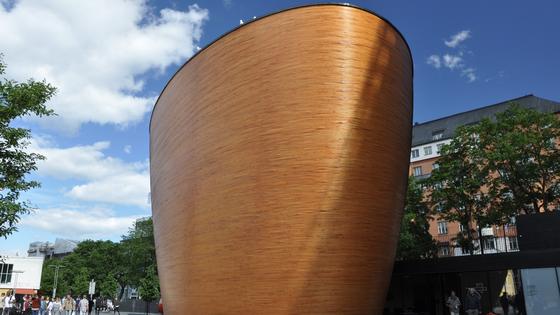 No services are held at Helsinki's Kamppi Chapel. Instead, this spruce cylinder is open for anyone needing a reflective pause. (Cameron Hewitt, Rick Steves' Europe)