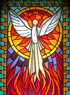 Holy Spirit, stained glass, church window. Dreamstime/TCA