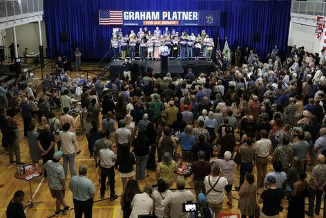 U.S. Senate nominee Graham Platner speaks to supporters on June 9, 2026, in Blue Hill, Maine. CJ Gunther/Getty Images