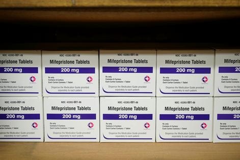Boxes of the drug mifepristone line a shelf at a women's center in Alabama on March 16, 2022. AP Photo/Allen G. Breed