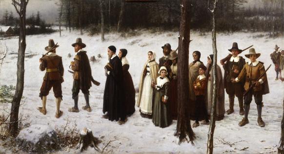 ‘Pilgrims Going To Church,’ painted by George Henry Boughton in 1867.
New York Historical via Wikimedia Commons
