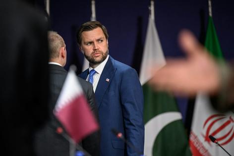 U.S. Vice President JD Vance attends a meeting between the United States, Iran, Pakistan and Qatar in Lake Lucerne, Switzerland, on June 21, 2026.
              Fabrice Coffrini/Pool/AFP via Getty Images