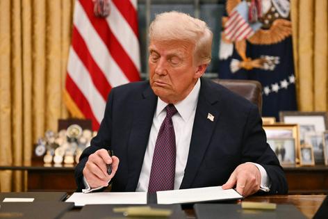 President Donald Trump signs an executive order that aimed to end birthright citizenship on Jan. 20, 2025.
Jim Watson/AFP via Getty Images