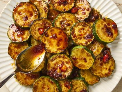 An easy chili crisp sauce makes seared zucchini sing. (Alex Lepe/TCA)