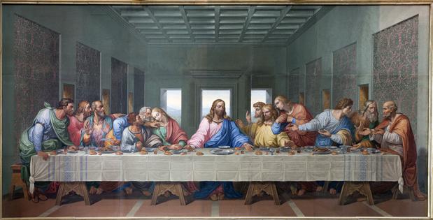 Vienna - Mosaic of Last supper of Jesus by Giacomo Raffaelli from year 1816 as copy of Leonardo da Vinci work in Minoriten church. Dreamstime/TCA