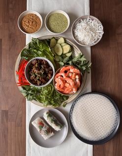 Ideal for a small gathering, this dish is made for four guests to assemble two or three rolls each. (JeanMarie Brownson/TCA)